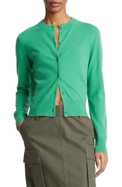 Vince Wool Cashmere Shank-button Cardigan In Dark Parakeet