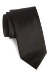 Canali Solid Silk Tie In Black