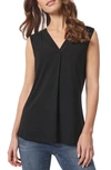 Jones New York Sleeveless V-neck Pleat Front Blouse In Jones Black