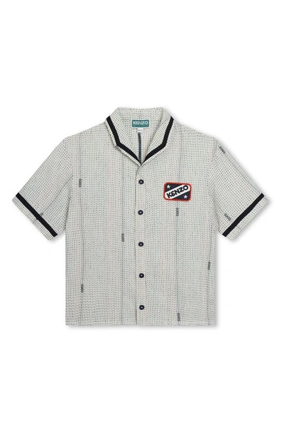 Kenzo Kids' Logo-print Bowling Shirt In Ivory