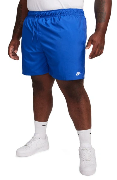 Nike Club Flow Drawstring Twill Shorts In Game Royal/white