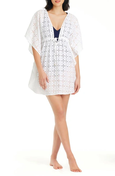 Bleu By Rod Beattie Rod Beattie Broderie Anglaise Cotton Cover-up Caftan In White