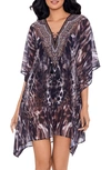 Miraclesuit Tempest Caftan Cover-up In Black/ Brown
