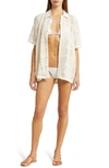 Agua Bendita Jared Gres Open Stitch Cover-up Shirt In Beige