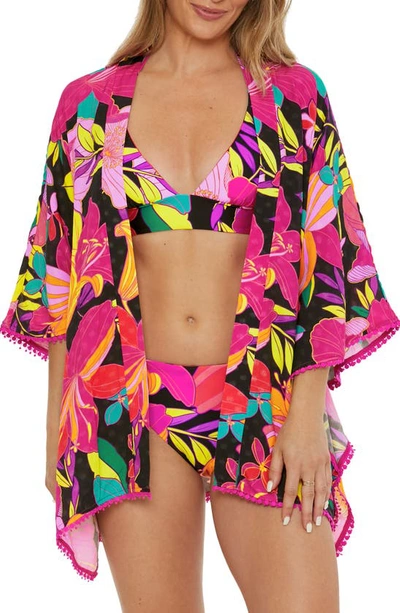 Trina Turk Solar Floral Open Front Cover-up Tunic In Multi