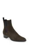 Saint Laurent 40mm Wyatt Suede Chelsea Boots In Brown Sand