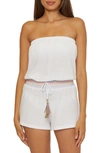 SOLUNA STRAPLESS DRAWSTRING WAIST COVER-UP ROMPER