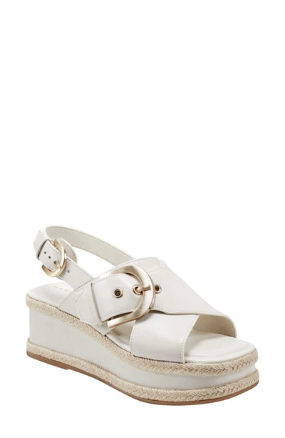 Marc Fisher Ltd Renda Slingback Espadrille Platform Wedge Sandal In Ivory Leather