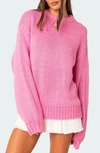 Edikted Aiden Oversize Chunky Sweater In Pink