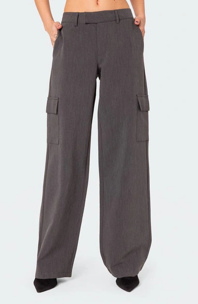 Edikted Faith Relaxed Straight Leg Trousers In Dark-gray