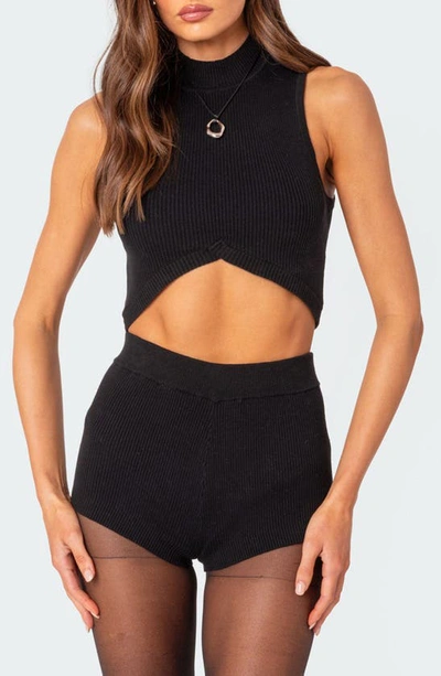 Edikted Women's Marcus High Neck Knit Crop Top In Black