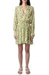 ZADIG & VOLTAIRE RINKA FLORAL LONG SLEEVE DRESS