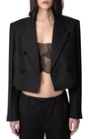 ZADIG & VOLTAIRE VITO DOUBLE BREASTED CROP BLAZER