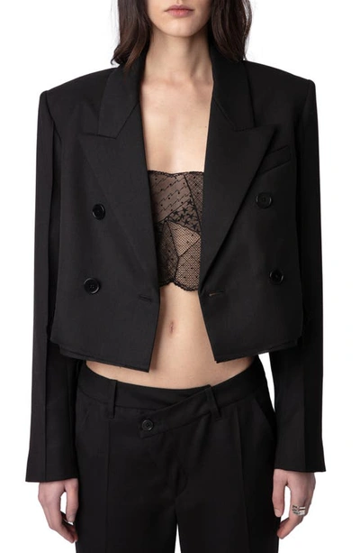 ZADIG & VOLTAIRE VITO DOUBLE BREASTED CROP BLAZER