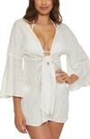 Becca Radiance V-neck Long Sleeve Cover-up Tunic In White