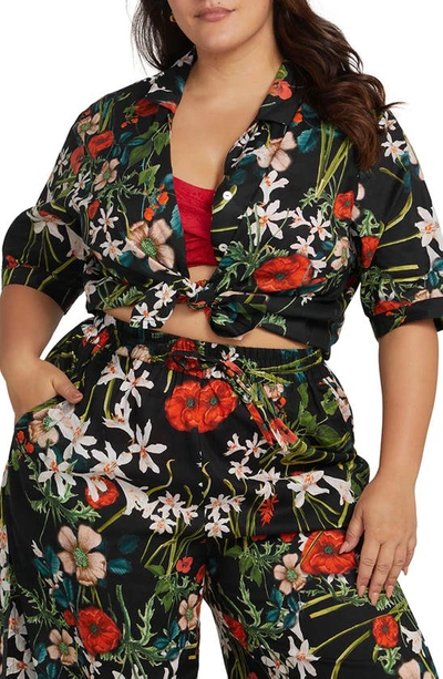 Artesands Plus Size Wander Lost Grainger Button-front Top In Black