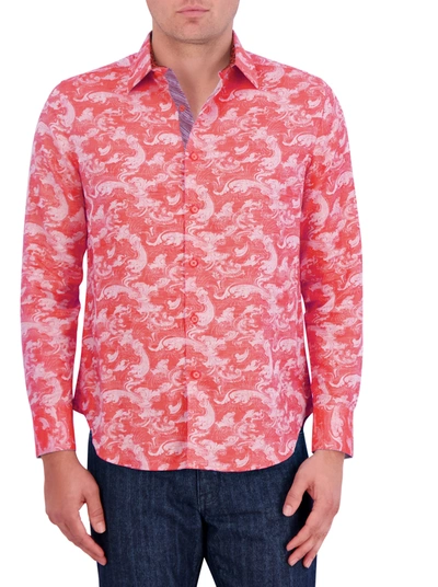 Robert Graham Poseidon Long Sleeve Button Down Shirt In Coral