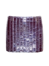 ATTICO 'RUE' PURPLE LOW WAISTED MINISKIRT WITH RECTANGULAR MIRROR SEQUINS IN TECHNO JERSEY WOMAN