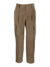 BRUNELLO CUCINELLI STRAIGHT LIGHT BROWN PANTS WITH POCKETS IN LEATHER WOMAN