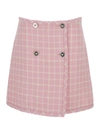 VERSACE PINK CHECK-PATTERN SKIRT IN TWEED WOMAN