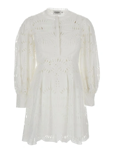 Charo Ruiz Franca Broderie Anglaise Cotton-blend Mini Dress In White