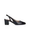 Stuart Weitzman 'sleek' Black Slingback Pumps With Block Heel In Black