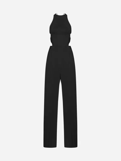 Amazuìn Cut-out Tie-fastening Jumpsuit In Black
