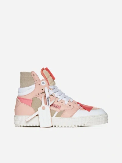 Off-white 3.0 Off Court Hi-top Leather Trainers In Pink,white