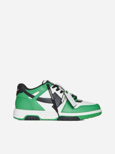 Off-white Out Of Office Leather Sneakers In Green
