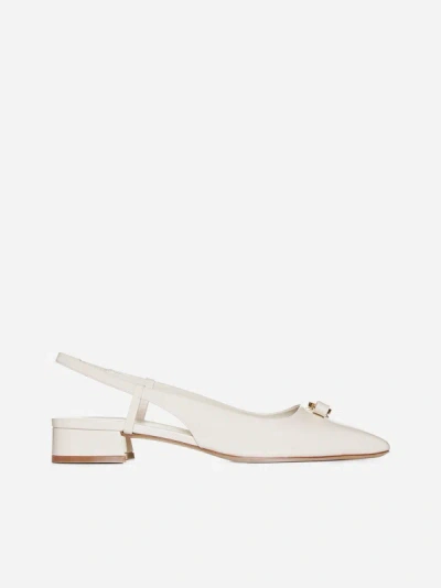 Ferragamo Marlina Patent Leather Flats In Ivory