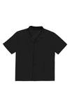 Fleece Factory Checkbox Short Sleeve Stretch Button-up Shirt In Black