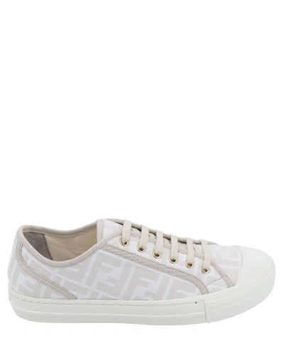 Fendi Ff Fabric Sneakers In White