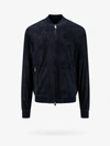 Salvatore Santoro Zip-up Suede Bomber Jacket In Blue