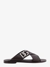 Dolce & Gabbana Black Sandals With Criss Cross Bands And Logo Detail In Leather Man In Brown