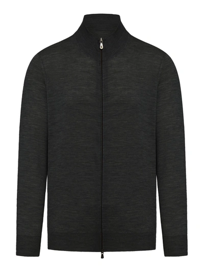 Brunello Cucinelli Wool And Cashmere Zipped Cardigan In Black