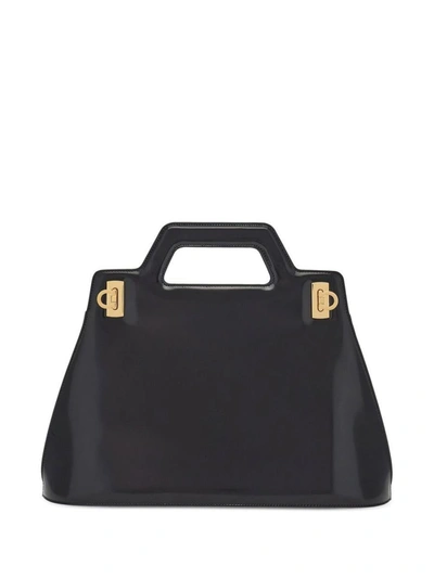 Ferragamo Wanda Leather Top-hndle Bag In Black
