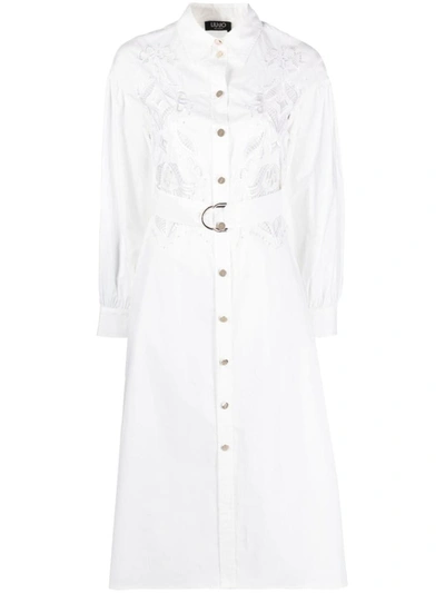 Liu •jo Lace-detail Cotton Shirtdress In White