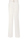 Liu •jo Liu Jo High Waisted Pinstripe Wide Leg Trousers In Marrone E Beige