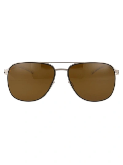Mykita Caleb Sunglasses In 508 Silver/blue Velvet Polarized Pro Amber