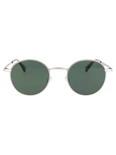 Mykita Sunglasses In 051 Shiny Silver Darkgreen Solid