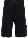 Stone Island Logo Embroidered Shorts In Blue