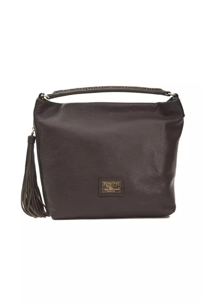 Pompei Donatella Brown Leather Shoulder Bag In Burgundy