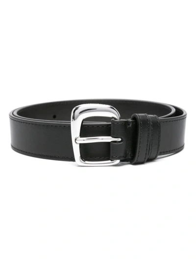 Jacquemus La Ceinture Ovalo Leather Belt In Black