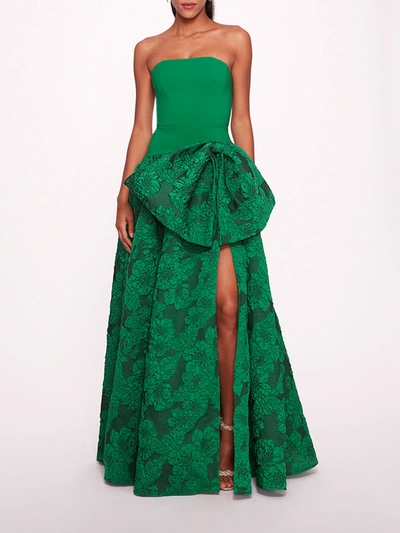 Marchesa Calathea Gown In Emerald