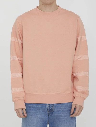 Dior Homme Oblique Striped Crewneck Sweatshirt In Orange