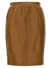 SAINT LAURENT LEATHER SKIRT SKIRTS BROWN