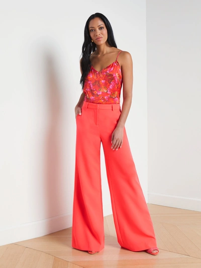 L Agence Pilar Wide-leg Pants In Neon Coral