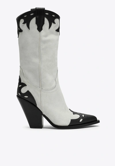 Sonora Rodeo Suede Western Boots In White