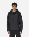 Patagonia Waterproof Black Recycled Nylon Jacket With Logo Patch And Stand-up Collar In Black