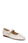 Sam Edelman Michaela Stud Mary Jane Flat Bright White Leather In Bright White